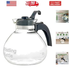 Borosilicate Glass Stove Top Whistling Tea Kettle - 12 Cup/48oz Capacity - BP...