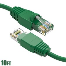10FT Cat6A RJ45 Ethernet LAN Network UTP Patch Cable Copper Gold 24AWG Green