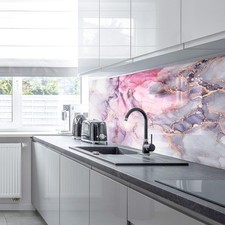 Premier Range Acrylic Splashbacks Liquid Pink Marble and Accessories