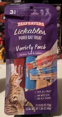 BEEFEATERS Lickables Purée Cat Treat (Variety Pack) Chicken, Tuna & Salmon 