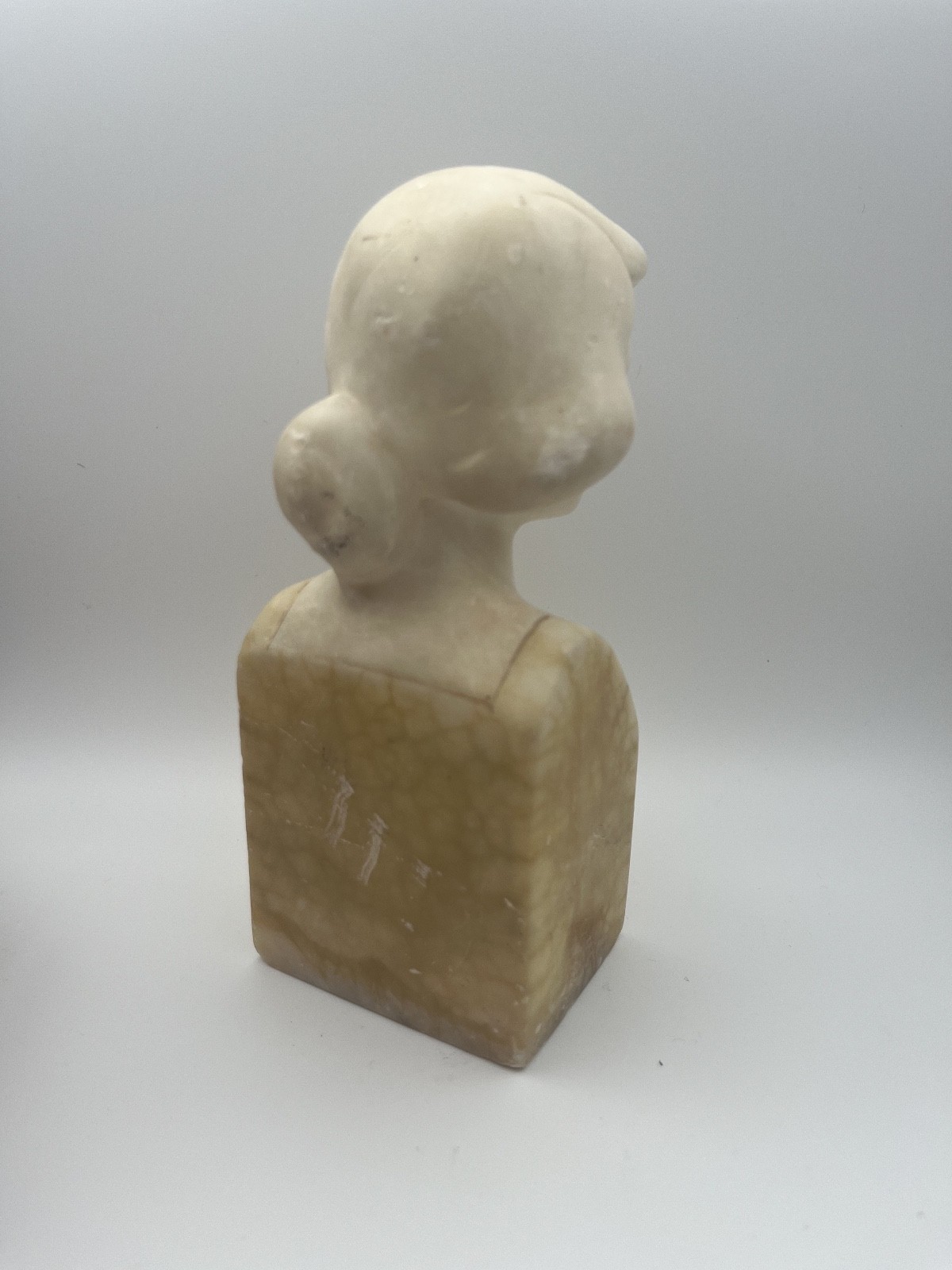 Vintage Marble Bust of Young Woman Sculpture -Stamped Base- Classical Art Statue