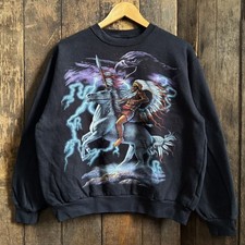Retro Native American, horse, and eagle graphic Pullover Sweater S-5XL