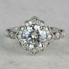 2 Ct Round Cut Lab-Created Diamond Engagement Ring 14k White Gold Plated
