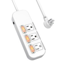 Power Strip Individual Switches, Extension Cord 6 feet, 3 Outlets, Surge Prot...