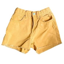 Old Navy Denim Shorts Girls 12 Mustard Yellow Good High Rise Frayed Hem