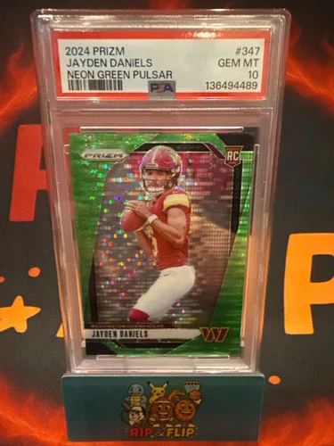 2024 PRIZM JAYDEN DANIELS NEON GREEN PULSAR PSA 10