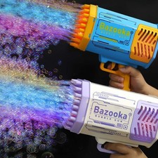Bubble Gun Rocket 69 Holes Soap Bubbles Machine Gun Shape Automatic Blower With
