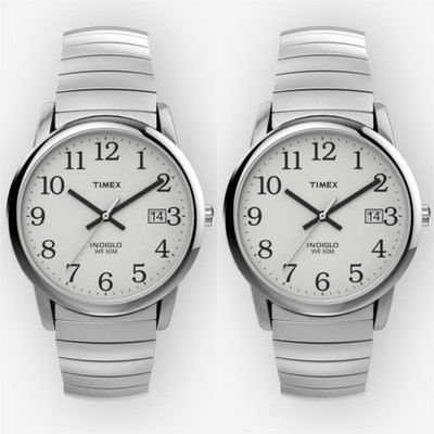 Lot of 2 Timex Men's T2H451 Easy Reader 35mm Expansion Band Watch