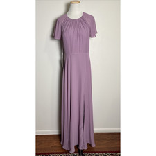 JJ  s House Bridesmaid Dress Size 12 Wisteria Flutter Sleeve Chiffon A-Line NEW