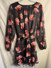 Simply Vera Vera Wang Women's Mini Lined Tiered Ruffle Dress Black/Pink XXL