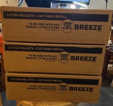 Purina Tidy Cats Breeze Litter System Bundle 3-BOX LOT 6-Pads 21 Lbs 3 PELLETS   