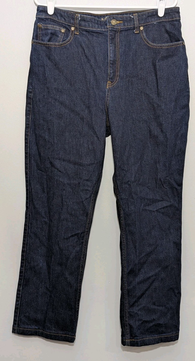 Brooks Brothers Slim Straight Leg 5 Pocket Denim Jeans Women's 10 Dark Wash Logo