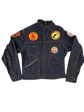 Vintage H Bar C Denim Jean Jacket M Patches Selvedge Primitive Retro Ruger