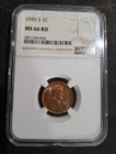 1945s ms66rd ngc graded wheat penny