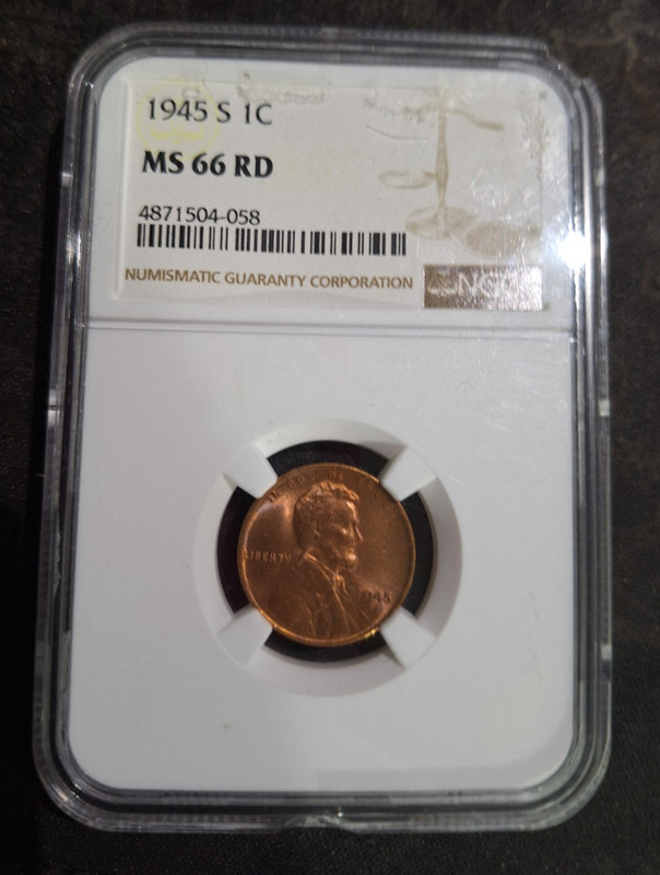1945s ms66rd ngc graded wheat penny