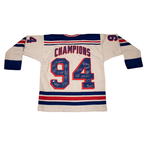 1994 New York Rangers Team Signed Autographed Champions Custom Jersey (CX Auth)