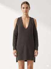 Vestido Suéter Michelle Mason Hombro Frío S Gris Lana Cachemira Estético Elegante