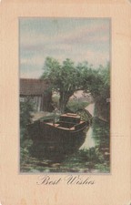 Vintage "Best Wishes" Canal Boat Scenic Postcard - Made in USA
