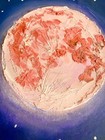 ACEO Original OIL PASTEL Pink STRAWBERRY MOON Full moon OOAK Stars Night Sky — photo 3