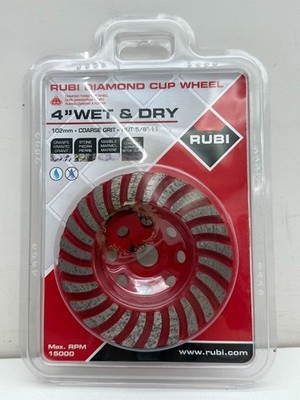 RUBI Model #31921 Stone Cup Wheel Diamond 4'' Grinding Wheel For Stone/Granite