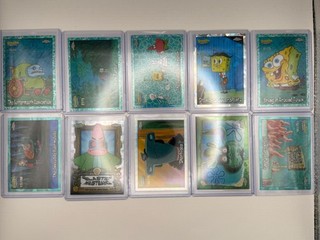 Lote de 10 pantalones cuadrados Topps cromados cromados Bob Esponja numerados/VIP SSP