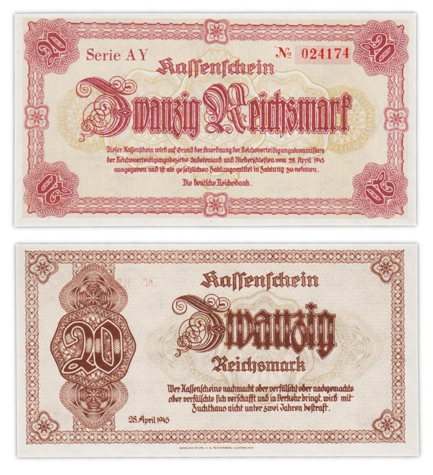 20 REICHSMARK 1945 ALLEMAGNE / GERMANY [NEUF / UNC] P187 Kassenschein - Photo 1/1