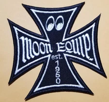 Mooneyes Equip  Iron Cross Embroidered Patch approx 3.5 x 3.5"