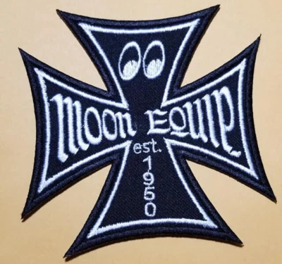 THEPATCHGUY Mooneyes Equip Iron Cross Embroidered Patch approx 3.5 x 3.5"