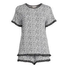 -SECRET TREASURES DITSY FLORAL BLACK WHITE FLORAL BOXER SHORTS SET PAJAMA SET 3X