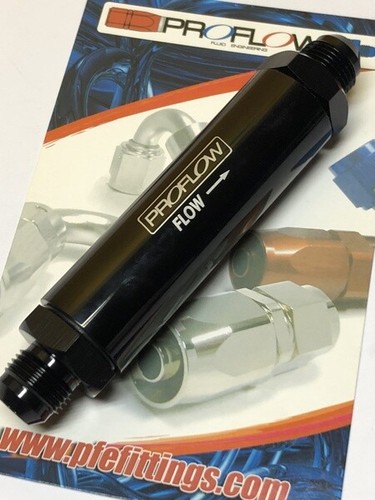 AN8 Billet Inline Oil filter Stainless Steel screen Black -8AN PFEOS870 - Picture 2 of 3