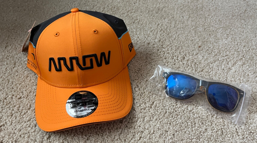 NWT Arrow McLaren Indycar Team 9forty Hat & Sunglasses Orange Snapback Indy Pato