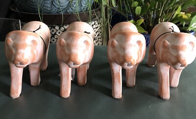 Pier 1 Ceramic Skin Color Lion Statue RARE-Brand NEW Lot Of 4