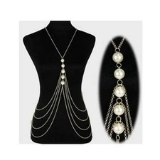 Sexy Body Chaîne de corps multicouche avec fausses perles Adjusted Choker cadeau