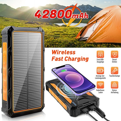 42800mAh Super 4 USB Portable Charger Solar Power Bank Flashlight for Cell Phone - Picture 2 of 12