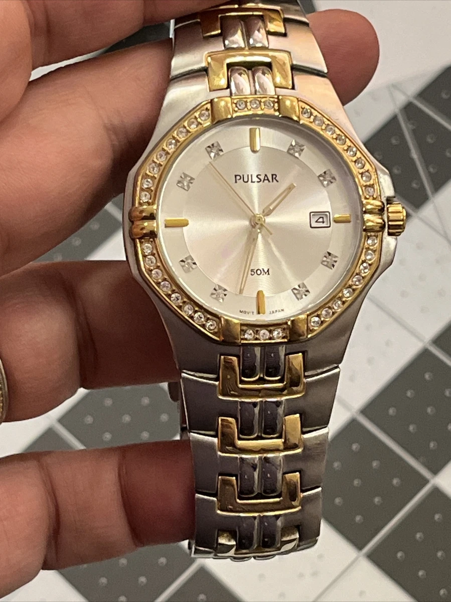 Pulsar Mens Watch By Seiko VX32 X347 Swarovski Crystal Watch