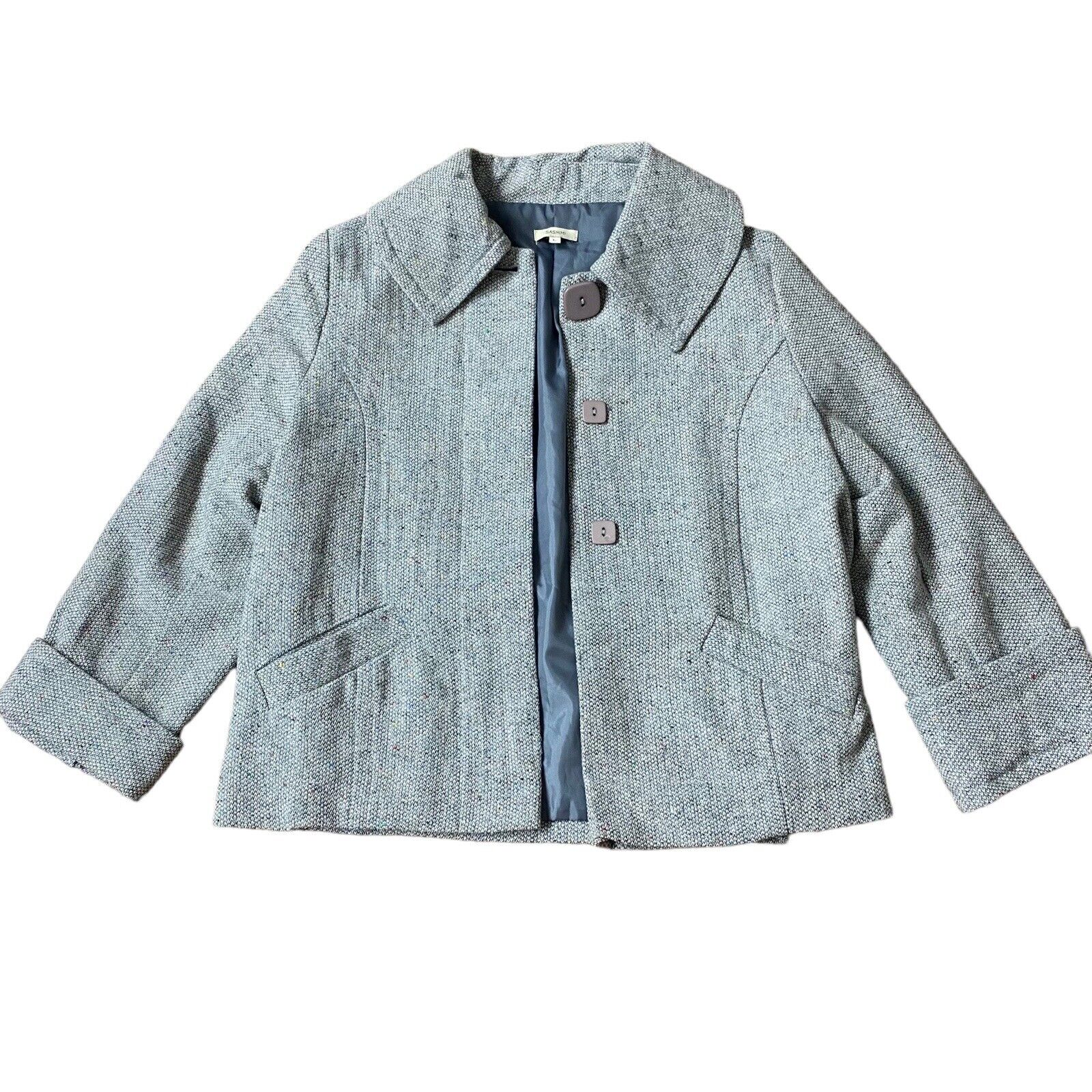 SASHIMI Tweed Jacket Women Large Wool Blend Grey … - image 1