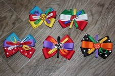 Vtg Set of 5 Childrens 3" Barrettes Handmade Colorful Halloween Animals Xmas VG