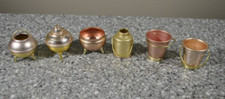 Vintage Dollhouse Kitchen Ware Set Copper Brass Look 6 pcs Lid