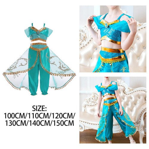 Lito Angels Déguisement Princesse Jasmine Aladdin Fille - Robe + Bandeau/Perruque/Cape - Halloween Cosplay Carnaval