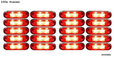 100x Red Flush Led Lamps 24V Red Side Marker Fit Trailer Lorry Cab