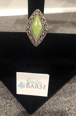 Studio Barse seltener Jade Gold Statement Ring Diamant Form 7,5