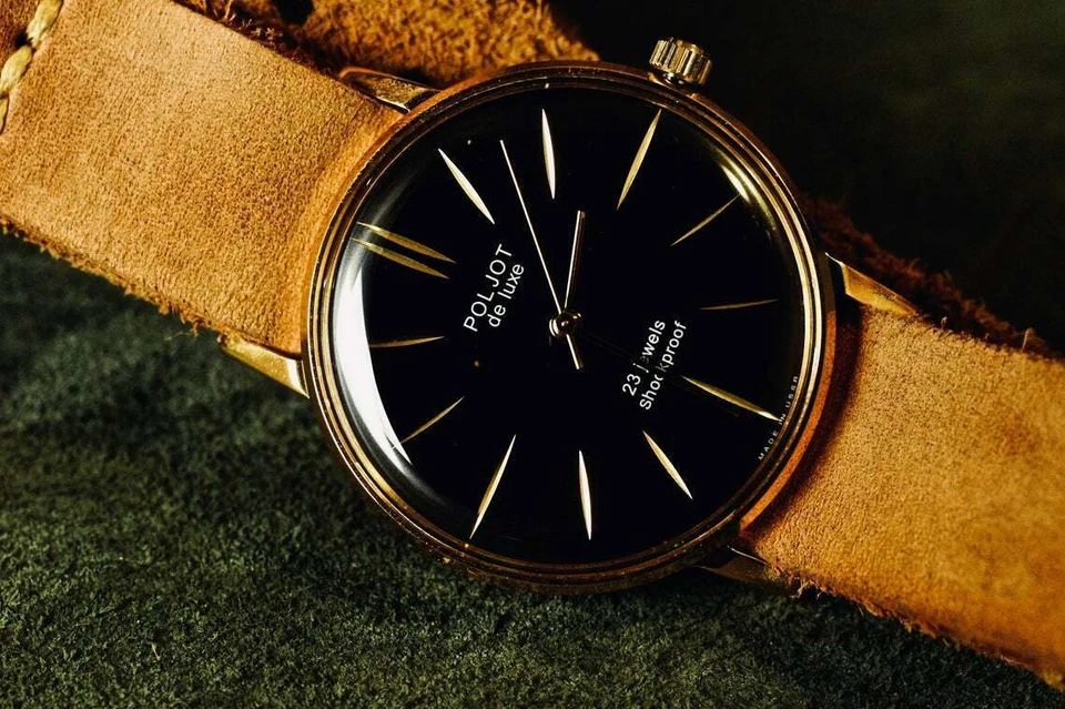 Watch POLJOT De Luxe Vintage Mechanical Luxury leather strap Men's Ultra SLIM - Image 4 of 4