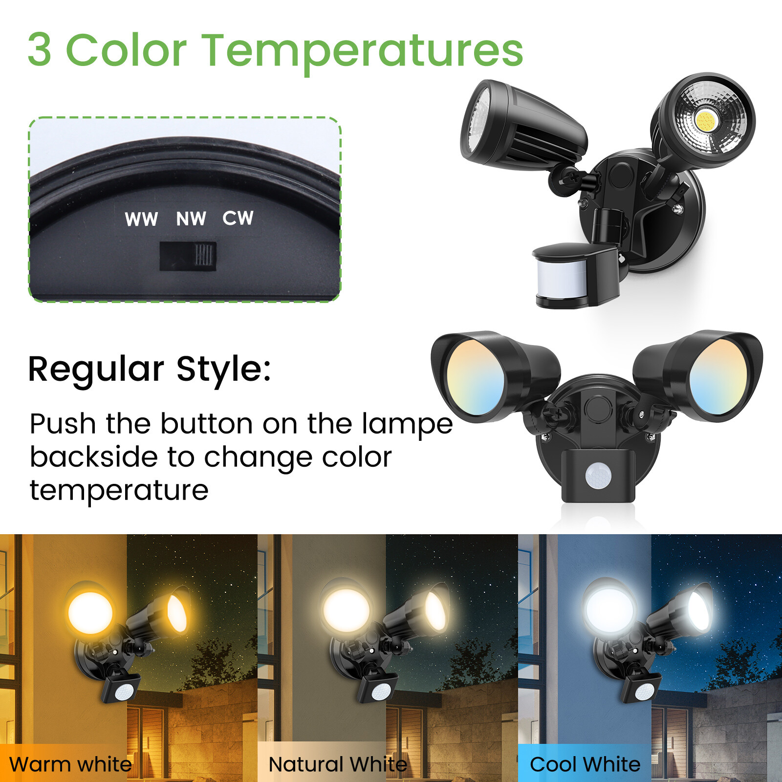 LED PIR Sensor Floodlight 30W PIR Motion Detector Garden Outdoor