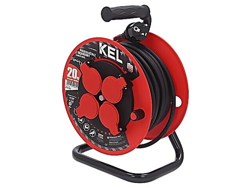 W-97784 Extension Cable Drum with Immovable Sockets Rubber KEL