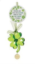 Facets Lucky 4 Leaf Clover Irish Shamrock Ornament Friendship Green 5.6  H New