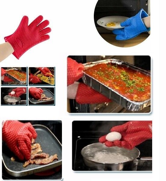 GUANTI DA FORNO IN SILICONE PER TEMPERATURE ALTE PROFESSIONALE CUCINA CASA CENA