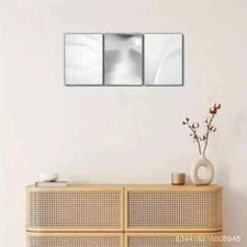 3pcs Set of Elegant Framed Abstract Metal Print Ready to Hang Art