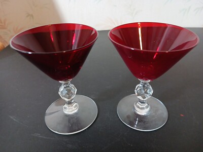 Set Of 2 Morgantown Roanoke Glass Ruby Water Goblets