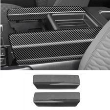 2Pcs For Toyota Tundra 2022 2023 Carbon fiber ABS Central Storage Box Cover Trim