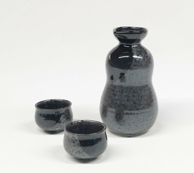 Japanische traditional SakeSet,Tokkuri+2 sake cup,ideal für Home party,Mino ware